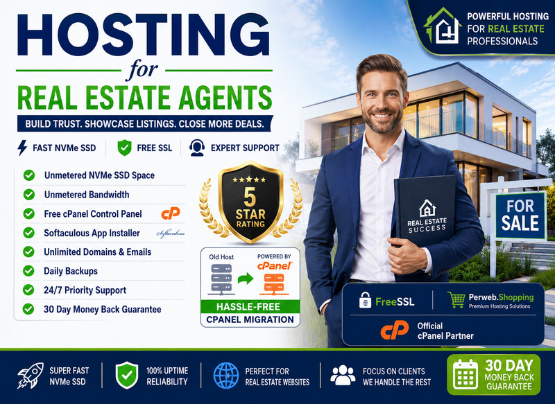 Hosting for Real Estate Agents – 🏡 Fast SSD | Secure | Unlimited – $14.99/Year!