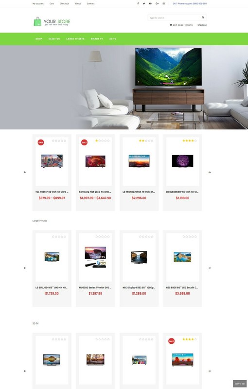 Smart TVs, LED TVs eCommerce Store for Any Products + Affiliate Dropship