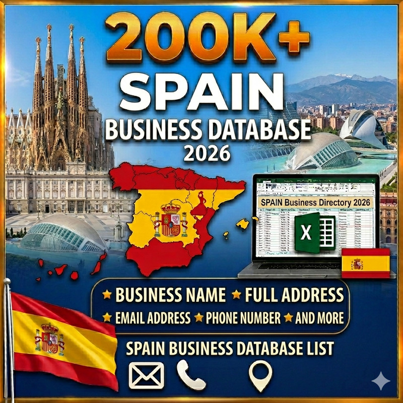 200K Spain Business Email Database | B2B Contact leads 2026 | Digital Download
