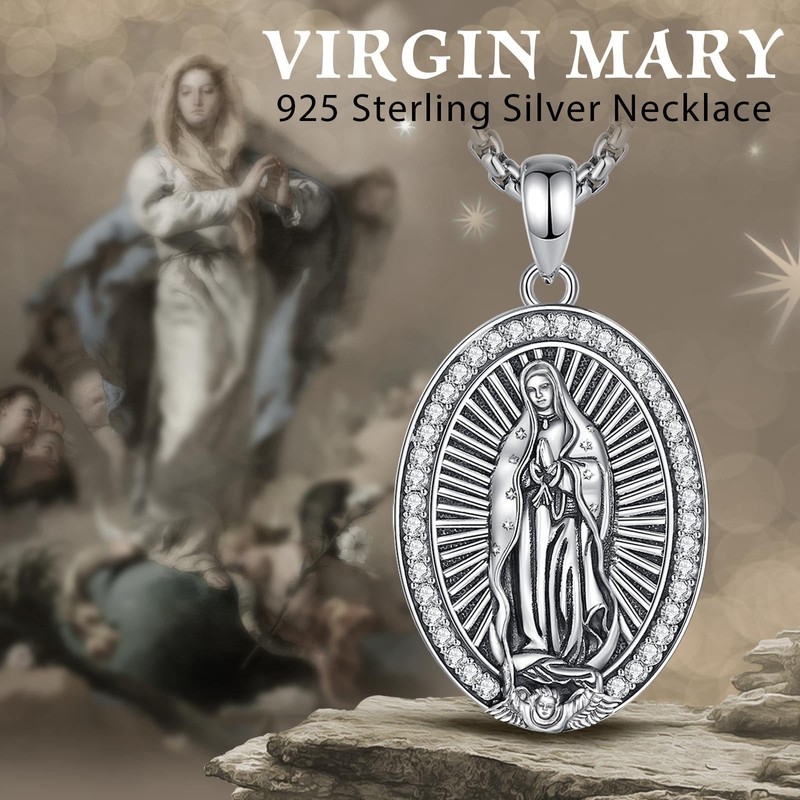 INFUSEU 925 Sterling Silver Religious Protection Medal for Men Women Meaningf... gallery