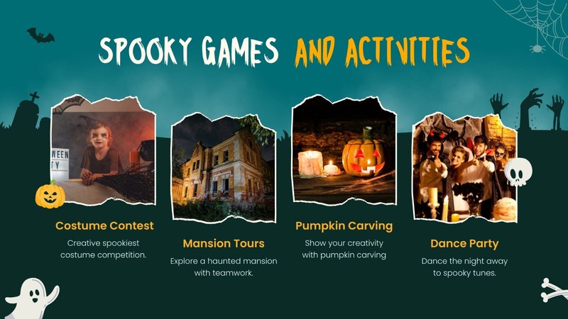 Website Landing Pages- Green and Orange Illustrated Halloween Party Presentation gallery