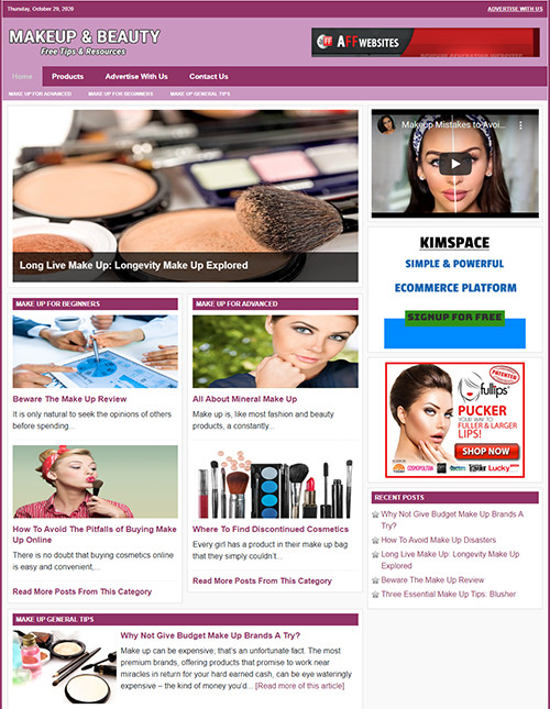 MAKEUP Tips Website Business For Sale - Work From Home Business Opportunity