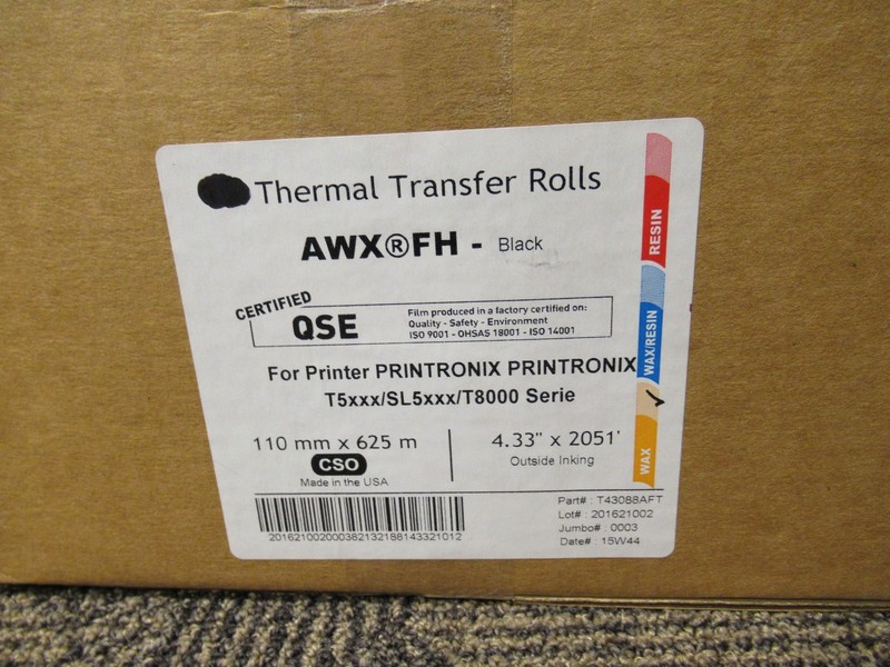 (11) NO NAME THERMAL TRANSFER ROLLS 110MM X 625M 4.33" X 2.51' LOT OF 11 NEW gallery