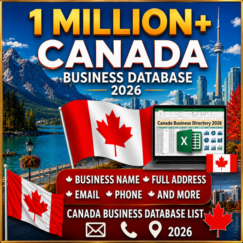 1 Million CANADA Business Email Database list B2B Contact leads Excel CSV 2026