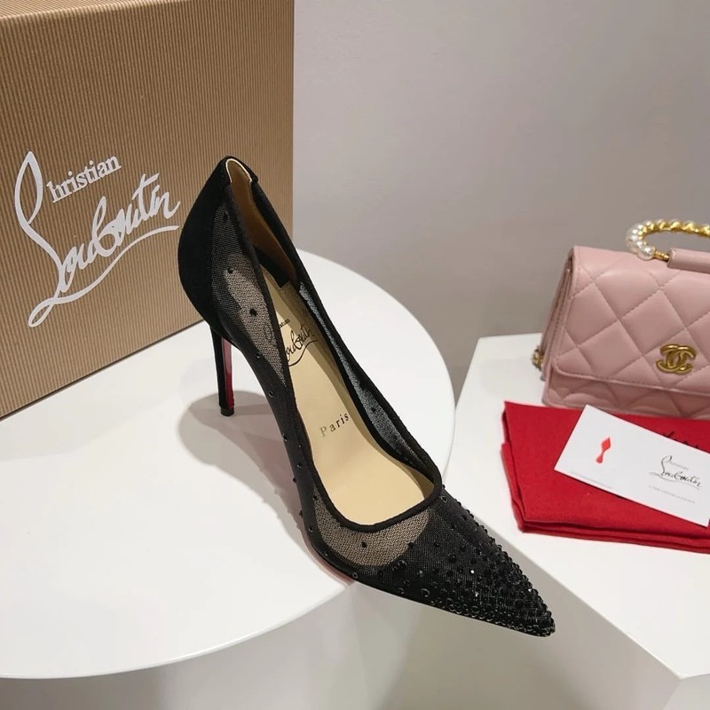 Follies Strass 100 mm Pumps - Mesh and strass - Black gallery