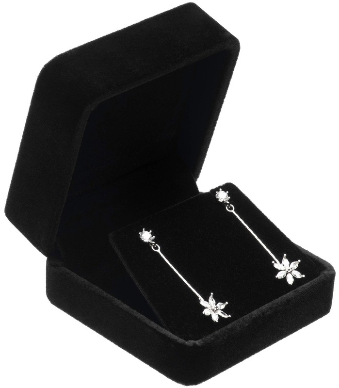 Velvet Earring Gift Boxes Jewelry Box (Black) Black