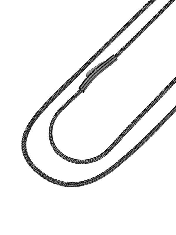 PROSTEEL 3mm/6mm Rope Chain Necklace for Men, Black/Gold Plated Mens Chain Ne...