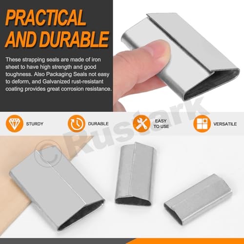 100 Pcs 3/4" Strapping Closed Seals Galvanized Steel Banding Clips for Packaging gallery