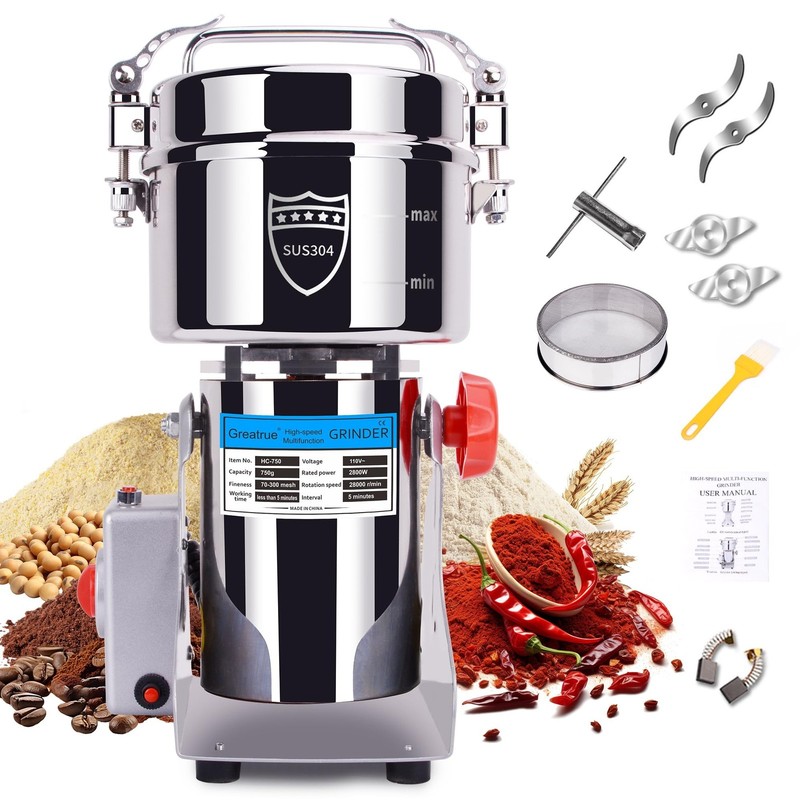 Grain Mill Grinder Electric (750g Swing Type+304 Stainless Steel)