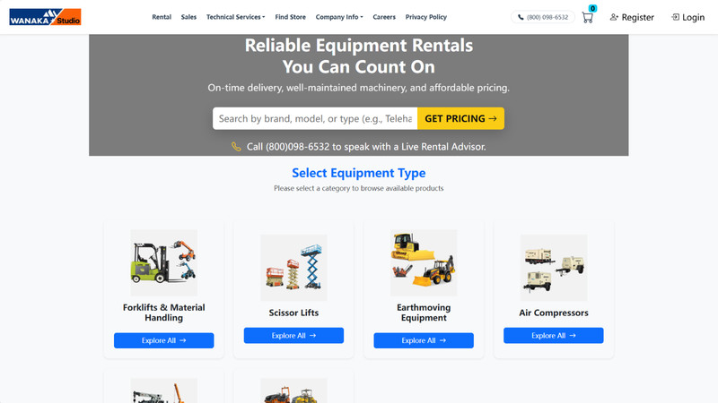 Construction Equipments rental Website gallery