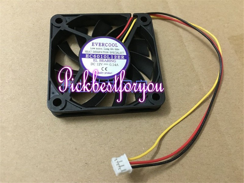 EVERCOOL EC6010L12ER DC12V 0.14A 60*60*10MM 3wire cooling fan MT61 QL