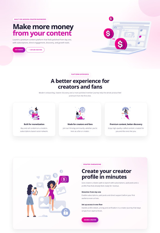JustCreators - Content Creators PHP SaaS Platform – Premium Content Subscription gallery